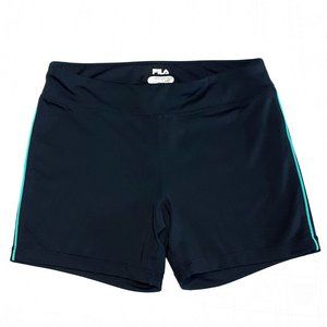 Fila Womens Shorts Workout Gym Shorts Athletic Compression Spandex Pocket-Small
